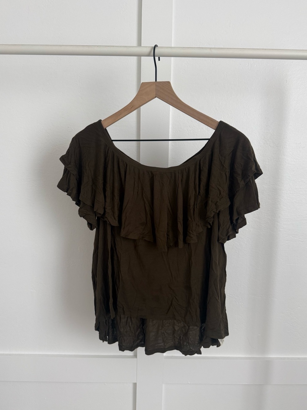 Free People Green Off Shoulder Top